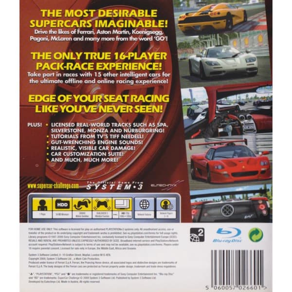 Supercar Challenge Playstation 3 PS3 (Brugt)