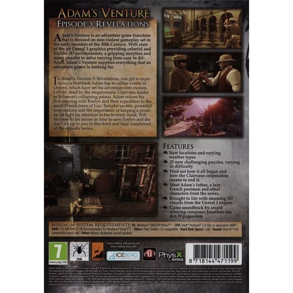 Adams Venture Episode 3 Revelations PC DVD (Brukt)