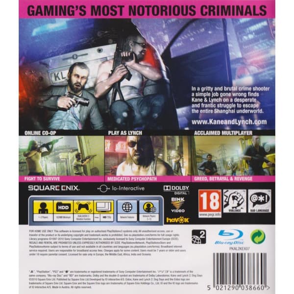 Kane & Lynch 2 Dog Days Playstation 3 PS3 (Brukt)