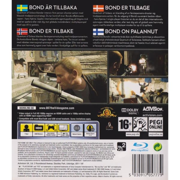 007 Quantum of Solace Playstation 3 PS3 Nordic (Brugt)