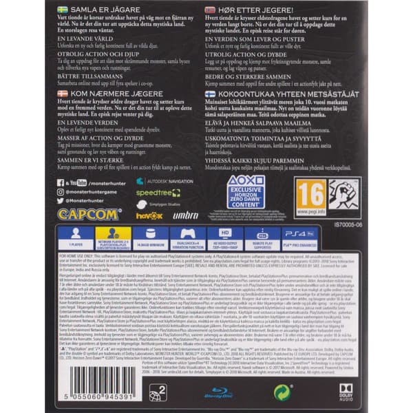 Monster Hunter World Playstation 4 PS4 Nordic (Begagnad)