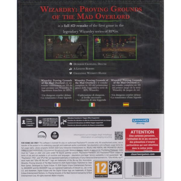 Wizardry Proving Grounds of the Mad Overlord Playstation 5 PS5
