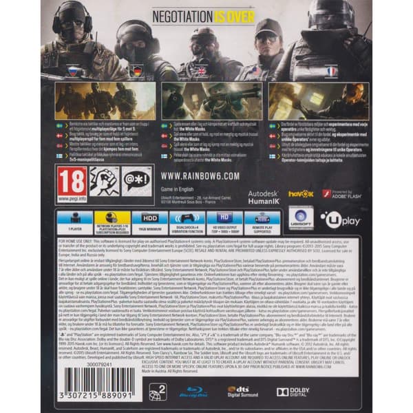 Tom Clancys Rainbow Siege Playstation 4 PS4 Nordic (Brugt)
