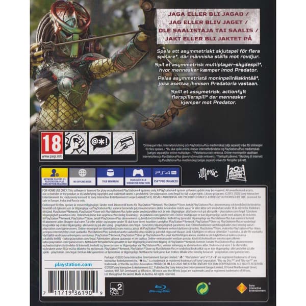 Predator Hunting Grounds Playstation 4 PS4 Nordic (Brugt)