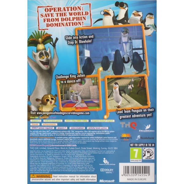 The Penguins of Madagascar Dr Blowhole Returns Again Xbox 360 Kinect (Brukt)