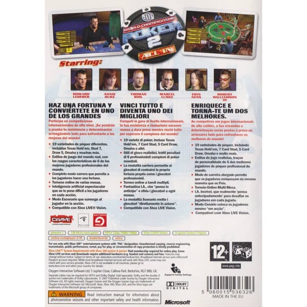 World Championship Poker 2 All In Xbox 360 Spa/Ita/Port (Brugt)