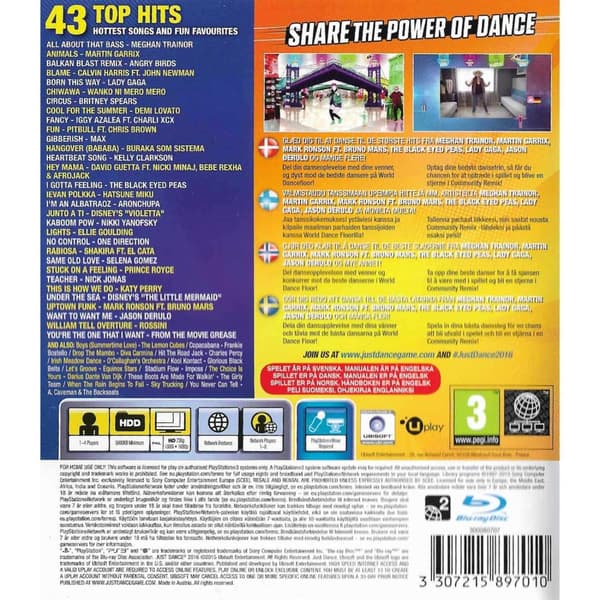 Just Dance 2016 Playstation 3 PS3 Move Nordic (Brugt)