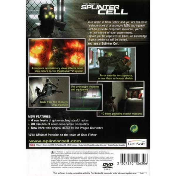 Tom Clancys Splinter Cell Playstation 2 PS2 (Brugt)
