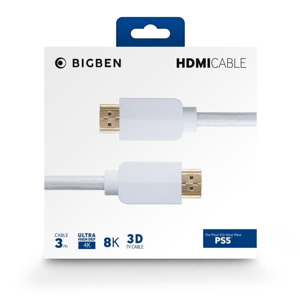 Nacon HDMI Cable 2.1 Braided, 8K - 3m, White (PlayStation 5)
