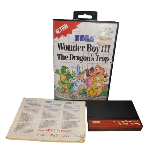 Wonder Boy III: The Dragons Trap (EUR / MS inget omslag på manual rött klotter)