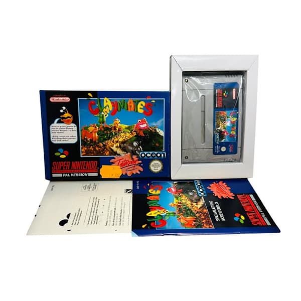 Claymates komplett med registreringspapper och plastpåse (FRG / SNES)