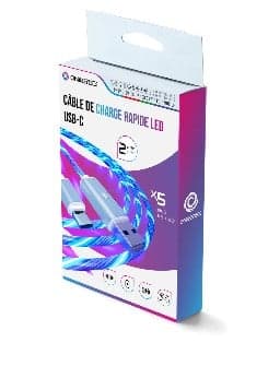 ONIVERSE - USB-C Quick Charge Cable with LED - 2 meters - White (Nintendo Switch)