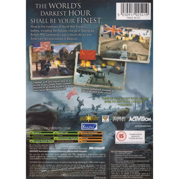 Call of Duty Finest Hour Xbox (Brugt)