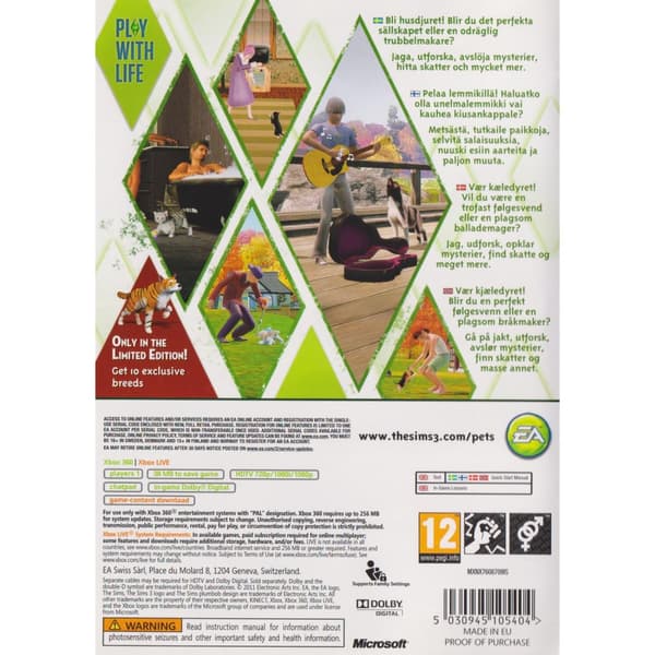 The Sims 3 Pets Limited Edition Xbox 360 Nordic (Brugt)