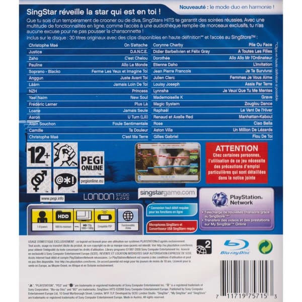 Singstar Hits Playstation 3 PS3 French (Brugt)