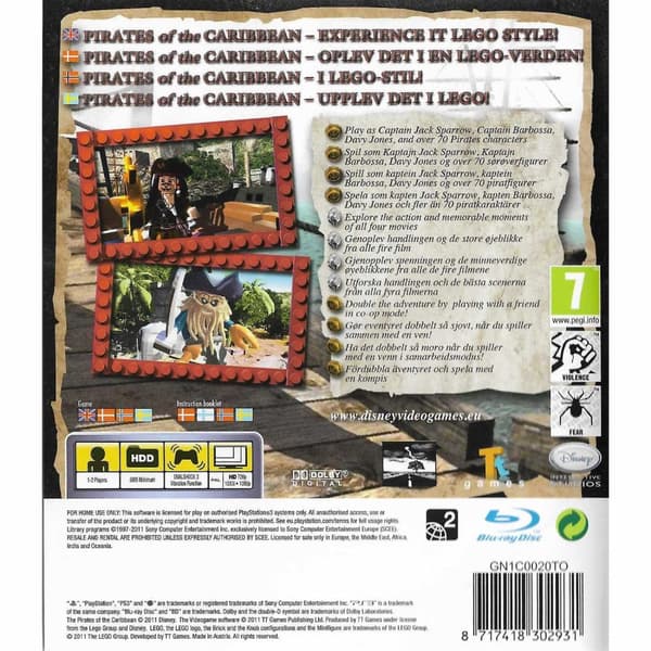Lego Pirates of the Caribbean the Videogame Playstation 3 PS3 Nordic (Begagnad)