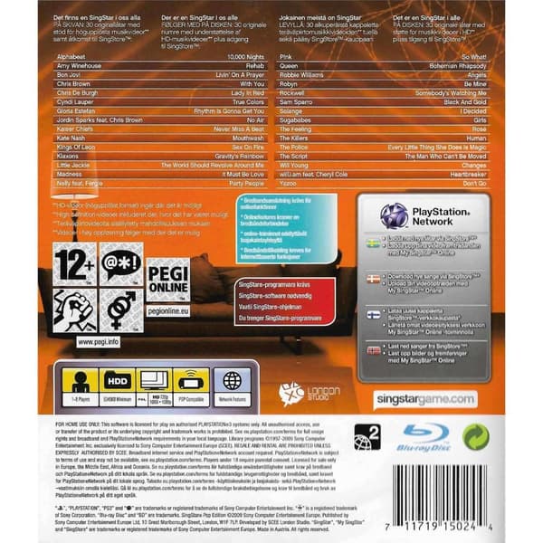 Singstar Pop Edition Playstation 3 PS3 Nordic (Brugt)
