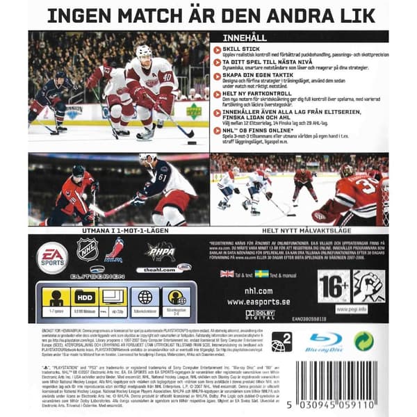 NHL 08 Playstation 3 PS3 Swedish (Brugt)