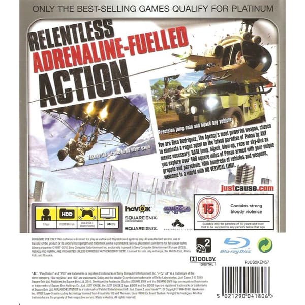 Just Cause 2 Playstation 3 PS3 Platinum (Brugt)