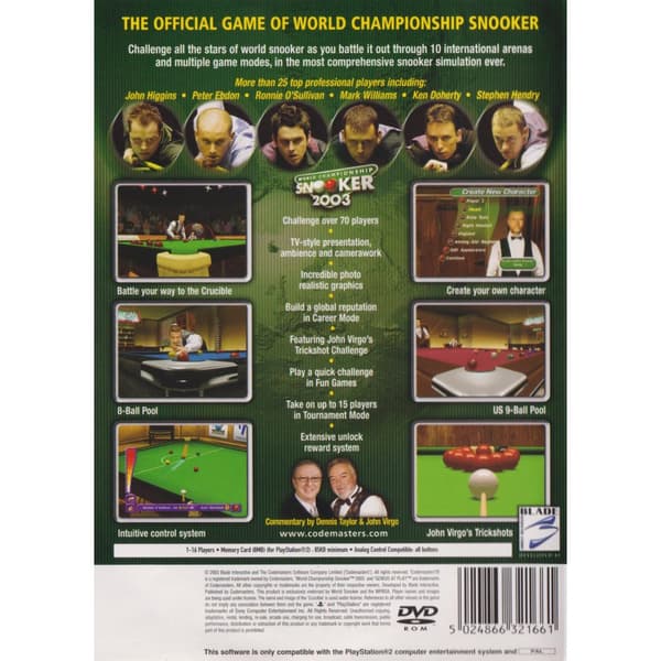 World Championship Snooker 2003 Playstation 2 PS2 (Brugt)