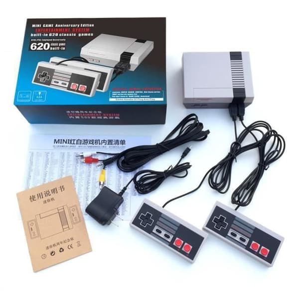 Ny tvåknapps mini-tv handhållen spelkonsol videospelskonsol för Nes-spel med inbyggda 620 olika spel Pal och