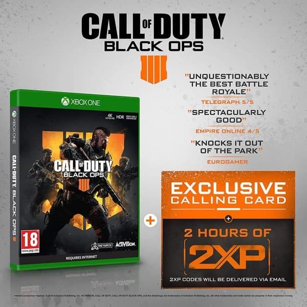 Videospel - Activision - Call of Duty: Black Ops 4 - Xbox One - 2 timmar av 2XP - Inkluderar exklusivt Calling Card