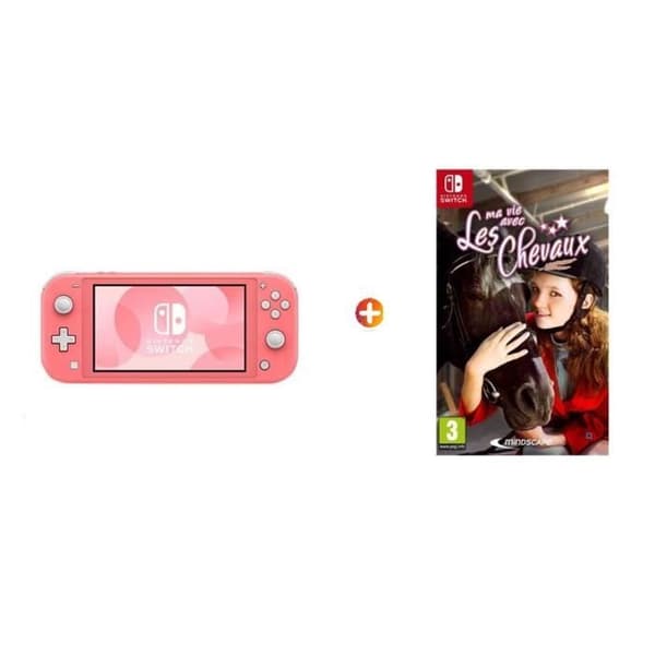 SWITCH LITE CORAL + MITT LIV MED HÄSTAR