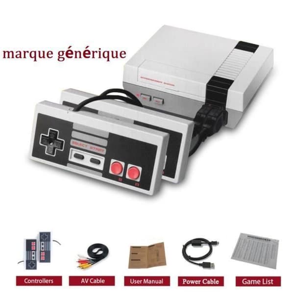 Klassisk NES Mini-spelkonsol + inbyggda 500 spel med 2 handkontroller för NES Retro Generic Brand QUMOX B13377