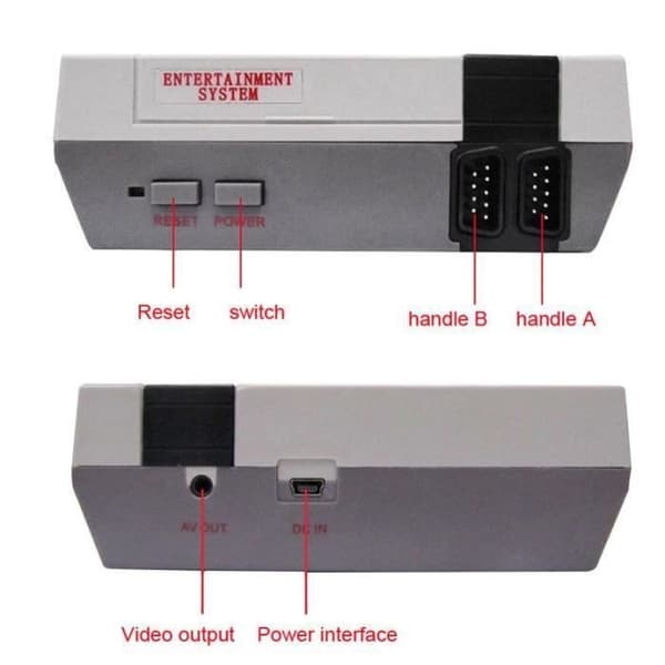 Klassisk NES Mini-spelkonsol + inbyggda 500 spel med 2 handkontroller för NES Retro Generic Brand QUMOX B13377