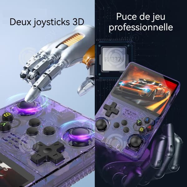 INN Spelmaskin med dubbla joysticks 3.5 tum 128G pixlar 640x480 bärbar spelkonsol klassisk spelkonsol 3D joystick lila