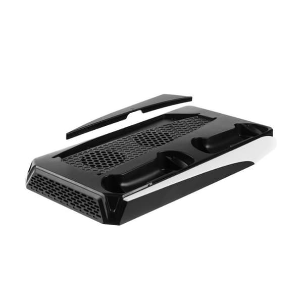 Stöd för PS5 med laddning, kylning, spelyta, 2x USB - Fast (FIXPS5-MCS-BW) - Svart