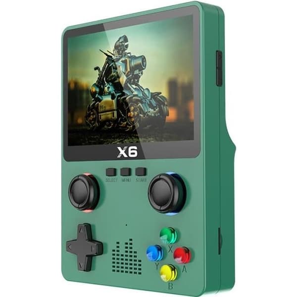 X6 bärbar spelkonsol, inbyggd 32 GB retro spelkonsol, mer än 10 000 klassiska spel, 3,5 tums Oca Ips-skärm, dubbel- USED
