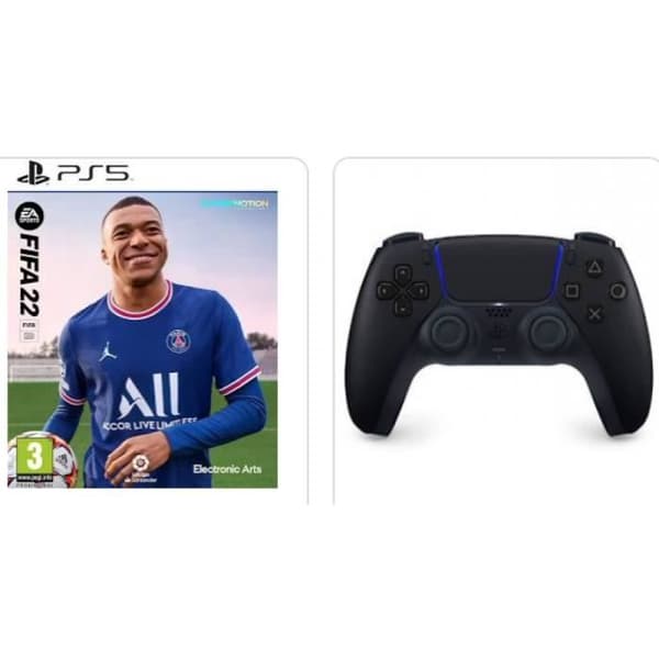 PlayStation Pack - Sony - PS5 - DualSense Midnight Black Controller - FIFA 22 - Blu-Ray- USED