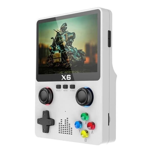 X6 Retro handhållen spelkonsol med 64GTF-kort, inbyggda 10 000 klassiska spel, 3,5p IPS OCA typ 3 handhållen spelkonsol- USED