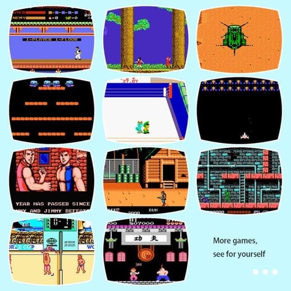 Inbyggd 620 NES-spel klassisk spelkonsol + 2 gamepads- USED