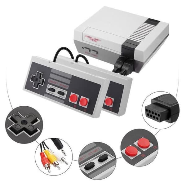 Inbyggd 620 NES-spel klassisk spelkonsol + 2 gamepads- USED