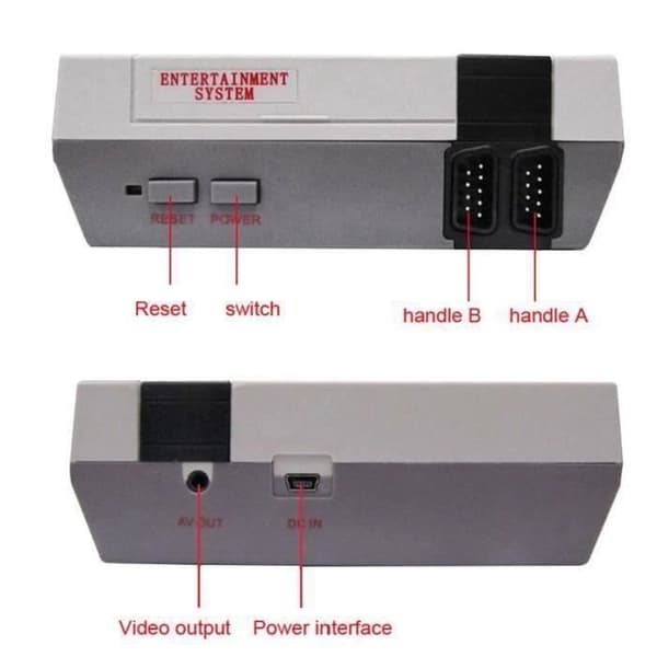 Gamepad NES RetroGame Console NES Mini klassisk spelkonsol +Inbyggda 500 spel med 2 kontroller B13386- USED