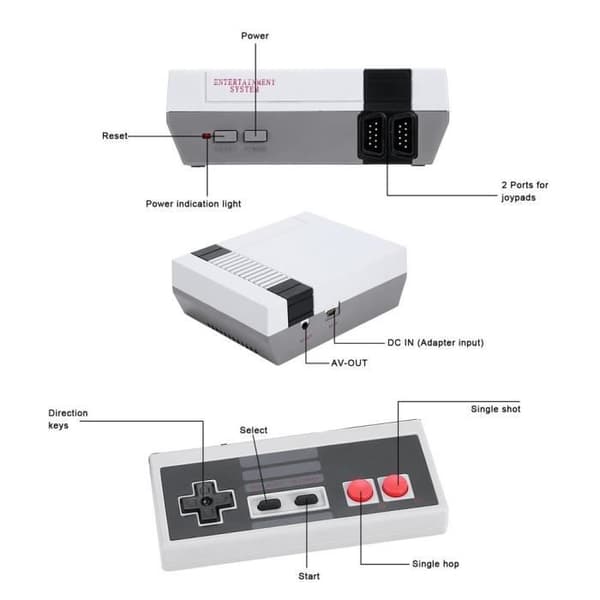 3RCA TV Handhållen videospelskonsol Videospel Inbyggda konsoler 620 klassiska spel för Nes Classic Games- USED