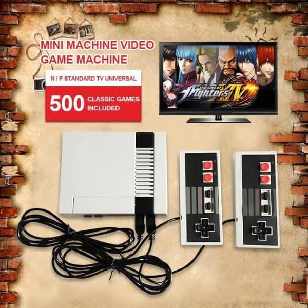 Klassisk NES Mini Game Machine Game Console + Inbyggda 500 spel med 2 spelkontroller- USED