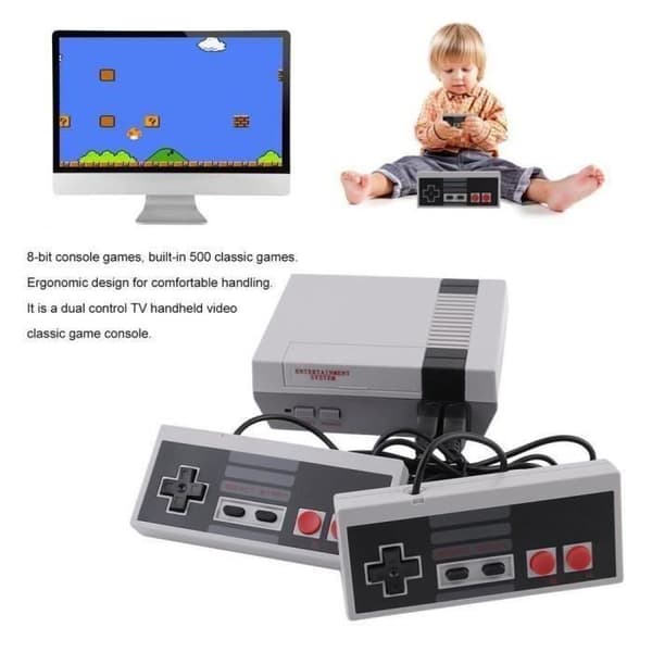 NES Retro Mini TV Handhållen videospelskonsol Inbyggd 500 klassiska spel B12191- USED