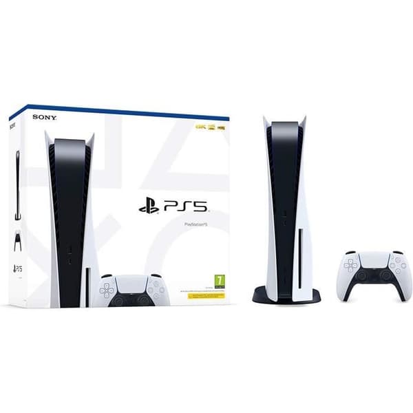 Sony PlayStation 5 Standardedition, PS5 med 1 trådlös DualSense-kontroll, vit färg- USED
