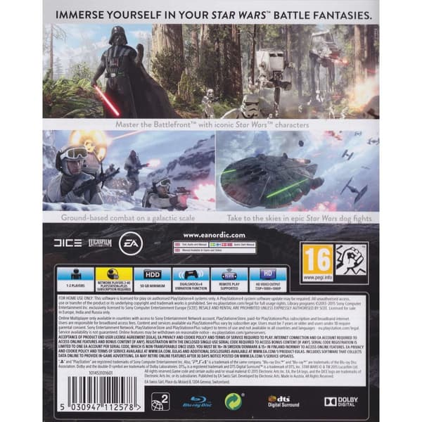 Star Wars Battlefront Playstation 4 PS4 Nordic (Brugt)
