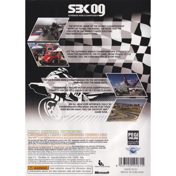 SBK 09 Superbike World Championship Xbox 360 (Brukt)