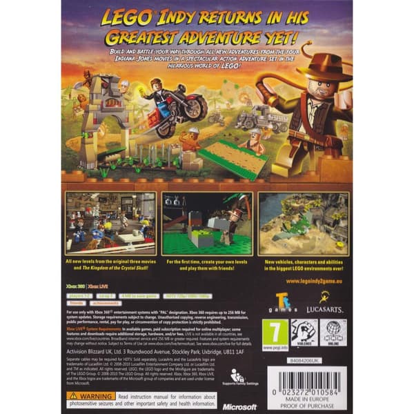 Lego Indiana Jones 2 The Adventure Continues Xbox 360 Classics (Brukt)