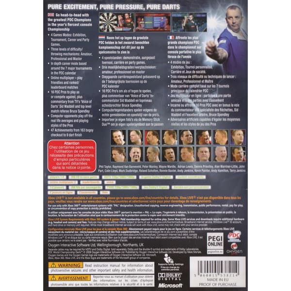 PDC World Championship Darts Xbox 360 (Brukt)