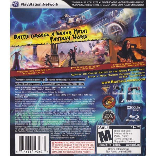 Brutal Legend Playstation 3 PS3 IMPORT (Begagnad)