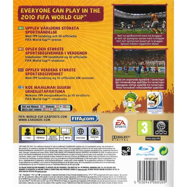 2010 FIFA World Cup South Africa Playstation 3 PS3 Nordic (Käytetty)