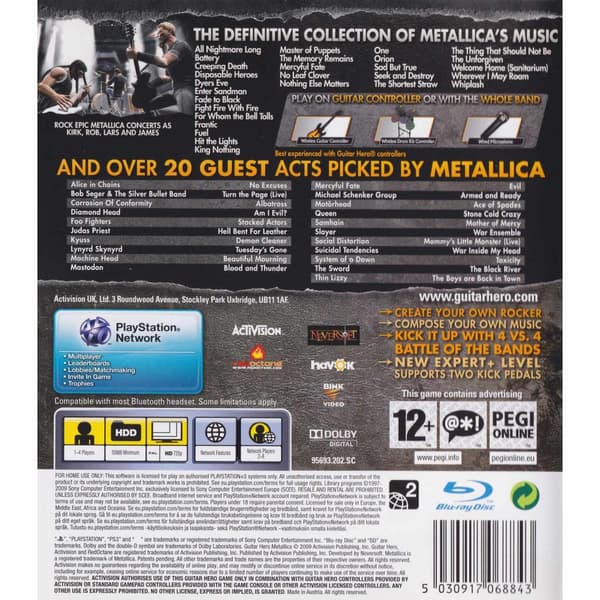 Guitar Hero Metallica Playstation 3 PS3 Nordic (Brugt)