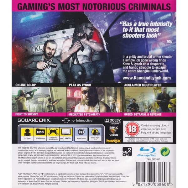 Kane & Lynch 2 Dog Days Playstation 3 PS3 (Begagnad)