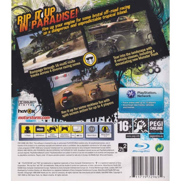 MotorStorm Pacific Rift Playstation 3 PS3 (Begagnad)